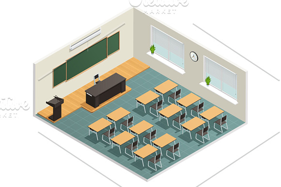 Classroom Isometric Set in Illustrations - product preview 2