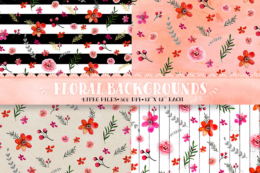 Floral patterns - watercolor paper in Patterns - product preview 8