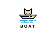 Cat on The Boat Logo Template