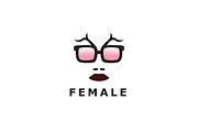Woman Face with Sunglasses Logo