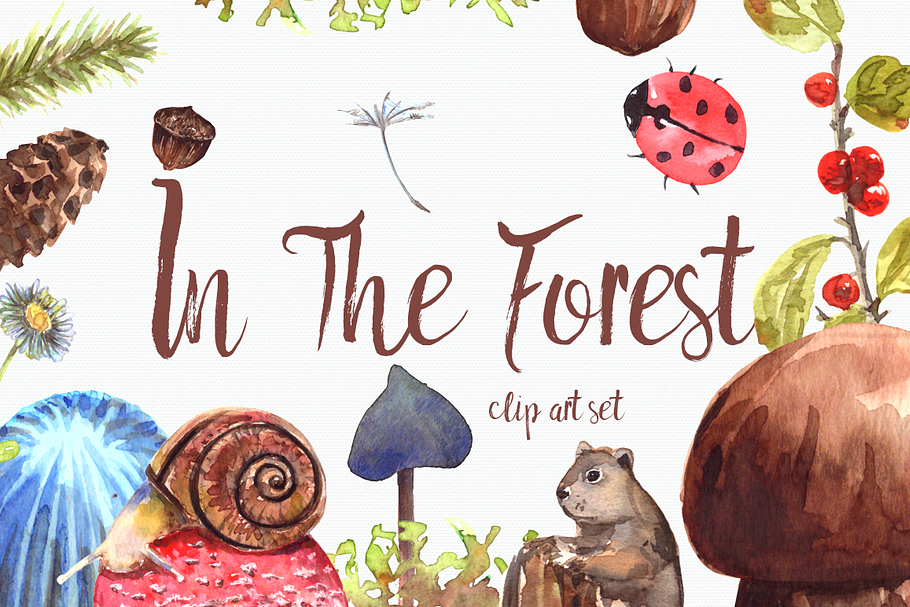 In The Forest - Clip Art Set in Illustrations - product preview 8