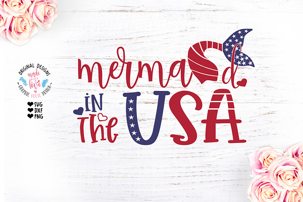 Mermaid in the USA -  Girl Patriotic