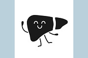 Smiling liver character glyph icon