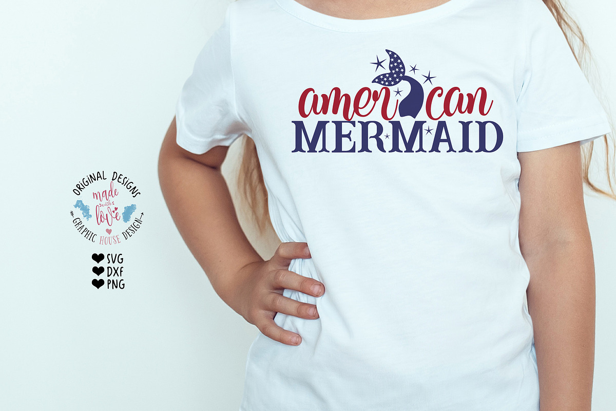 American Mermaid  4 of July Cut File in Illustrations - product preview 8