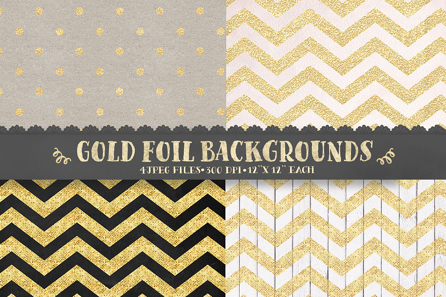Gold foil & glitter digital paper in Patterns - product preview 8