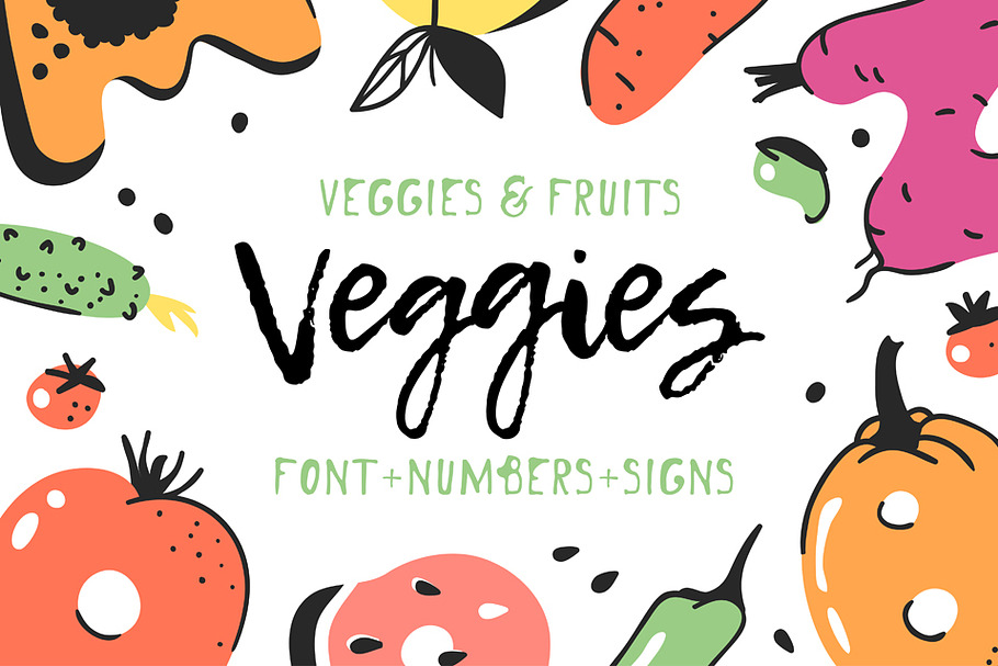 Veggies Font, Numbers & Signs