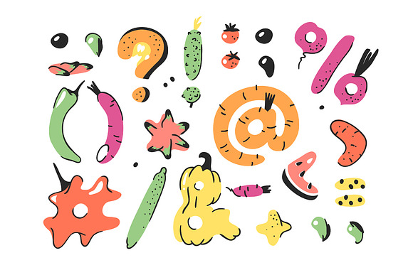 Veggies Font, Numbers & Signs in Objects - product preview 3
