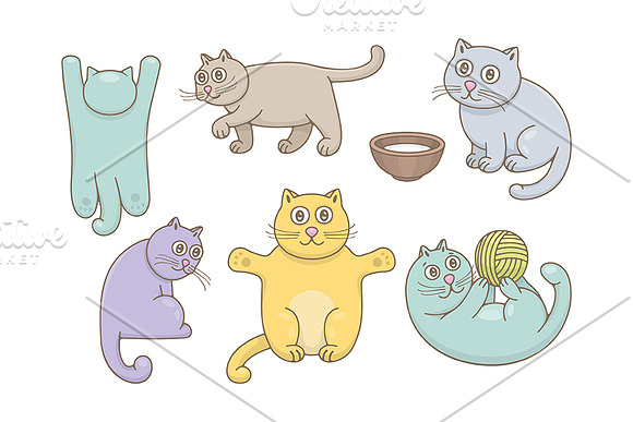 Set of Cats and Pattern in Illustrations - product preview 1