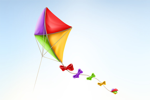 Kites, clouds. Sky toys, game, icons in Illustrations - product preview 1