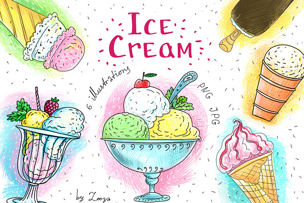 Ice Cream - 6 illustrations+