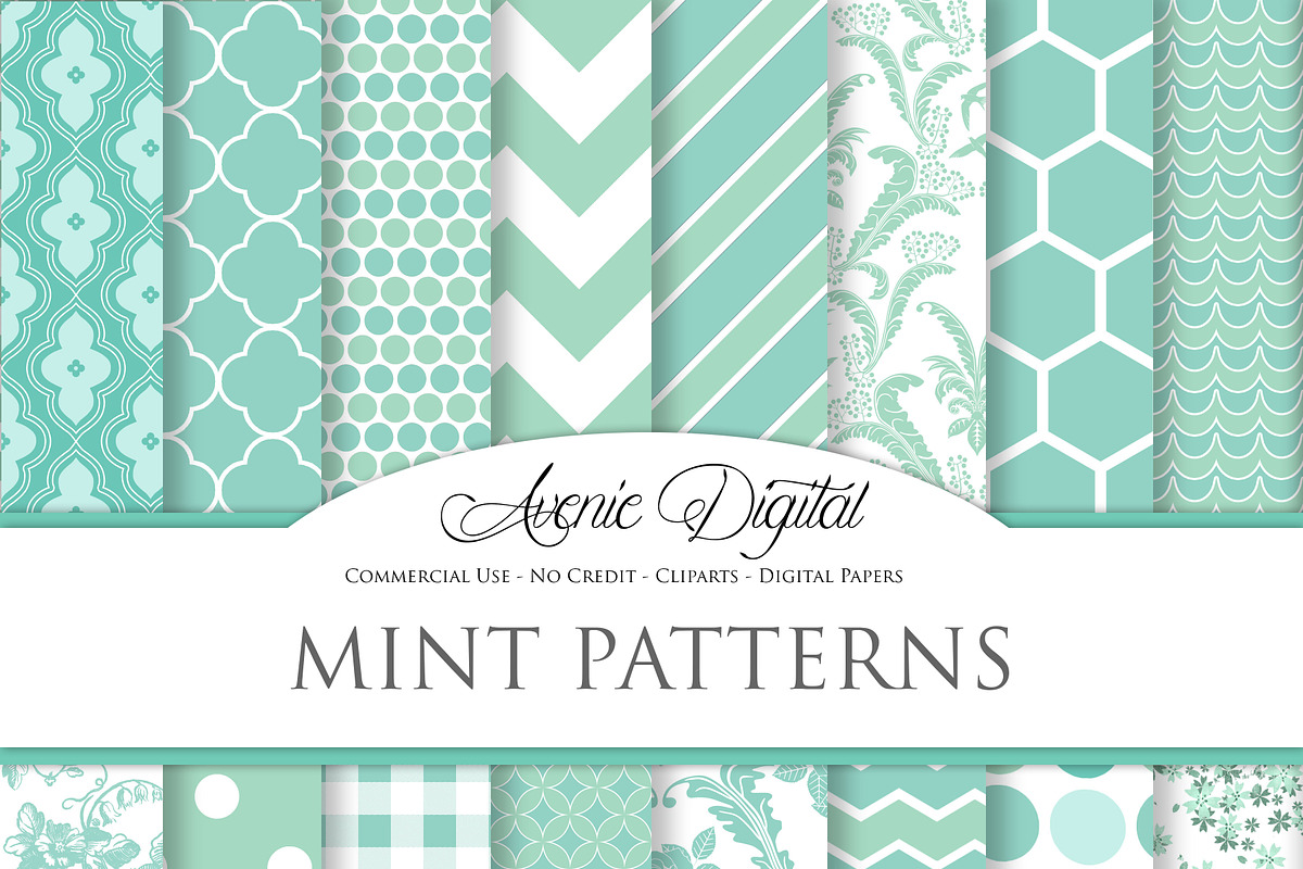 Mint Digital Papers in Patterns - product preview 8