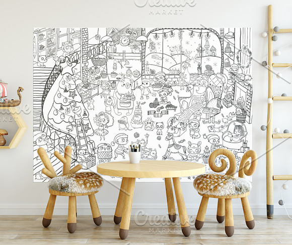 Santa Claus House coloring page in Illustrations - product preview 1