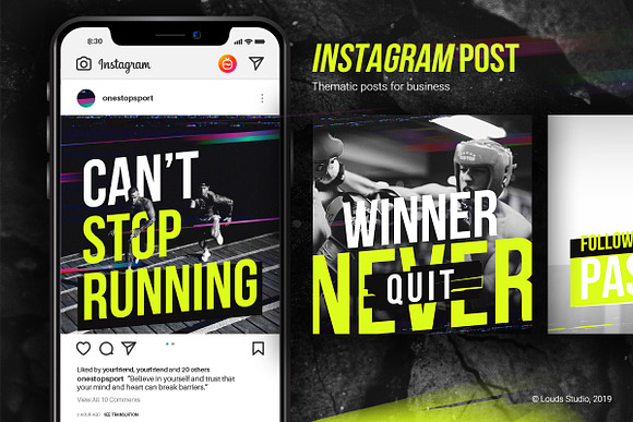 Sports Quotes Social Media Template in Instagram Templates - product preview 1