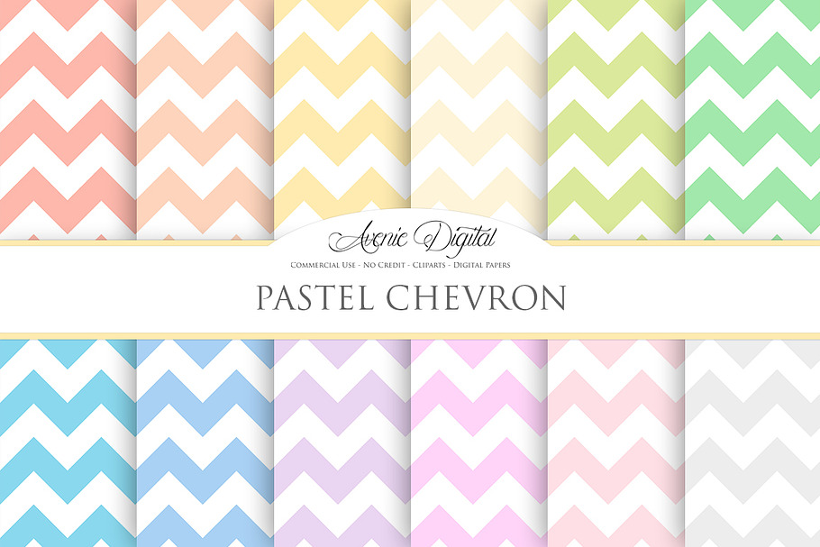Pastel Chevron Digital Paper in Patterns - product preview 8