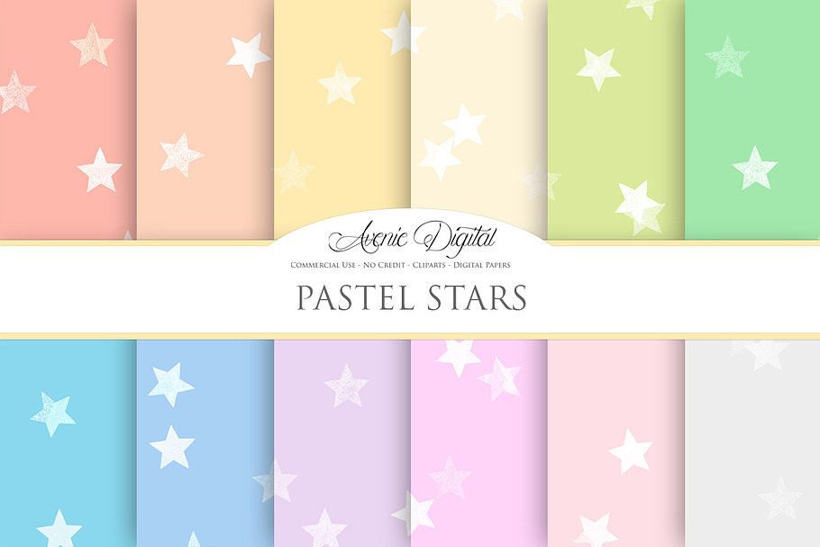 Pastel Stars Digital Paper in Patterns - product preview 8