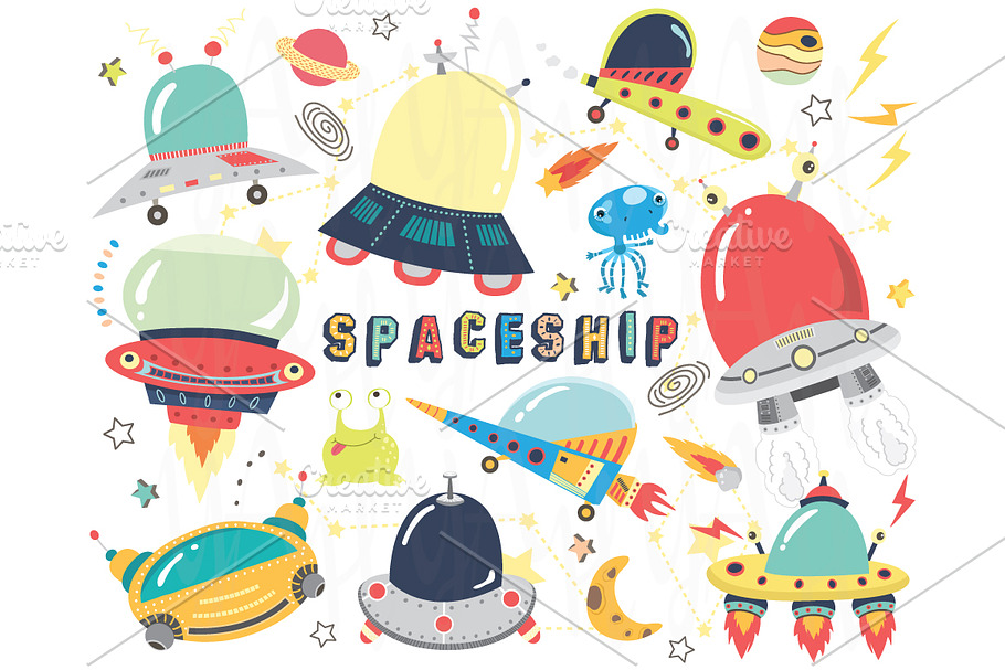 Cute Spaceship Collection Set