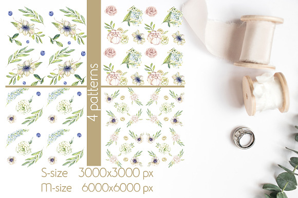 Watercolor collection White Flowers in Illustrations - product preview 5