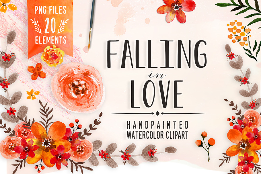 Falling in Love - watercolor clipart