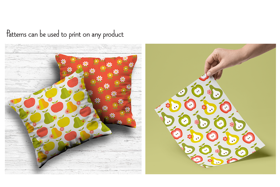 Seamless Retro Fruit Flower Patterns in Patterns - product preview 8