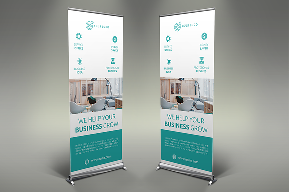 Business - Roll Up Banners in Presentation Templates - product preview 4