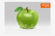 Whole green apple vector