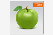 Realistic whole green apple vector