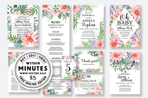 Wedding Invitation blush peony in Wedding Templates - product preview 1