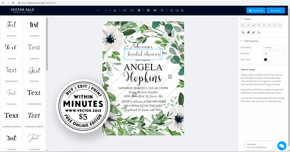 Wedding Invitation blush peony in Wedding Templates - product preview 2