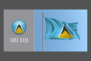 Saint Lucia waving flags vector