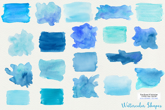 Blue Boxes & Splatters Watercolors in Illustrations - product preview 1