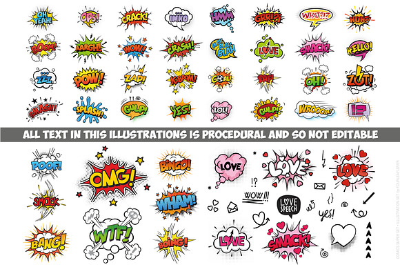 Comic Elements Vector HUGE Set! in Illustrations - product preview 3