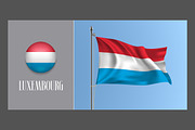Luxembourg waving flags vector
