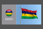 Mauritius waving flags vector