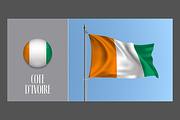 Cote D'ivoire waving flags vector