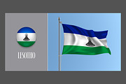 Lesotho waving flags vector