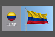 Colombia waving flags vector