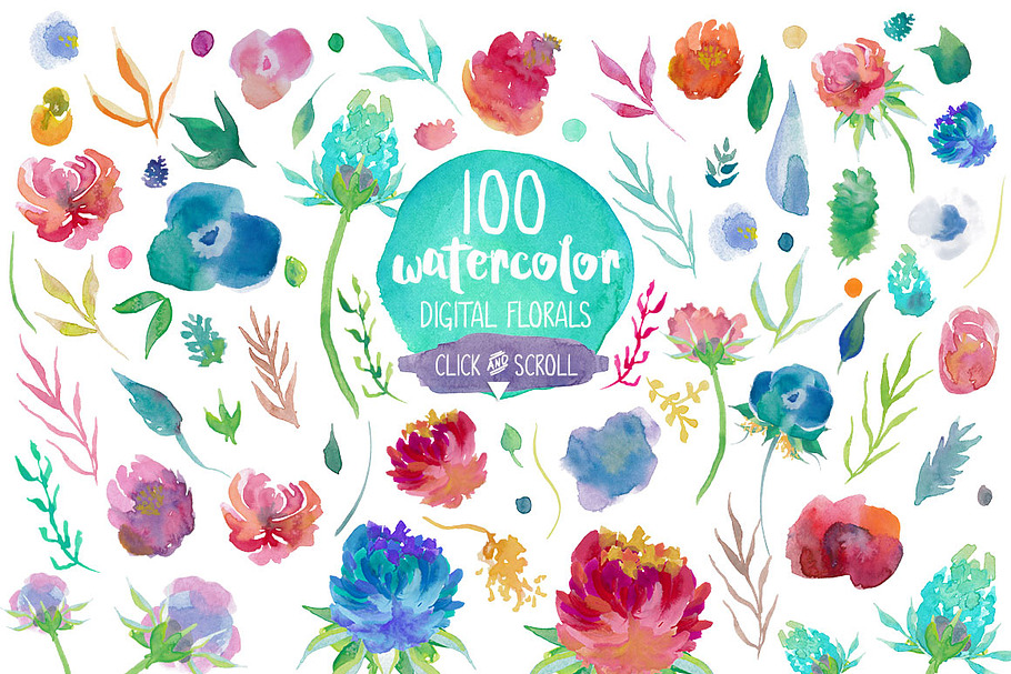 Dreamy Florals Watercolor Bundle in Illustrations - product preview 8