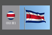 Costa Rica waving flags vector