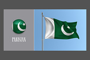Pakistan waving flags vector