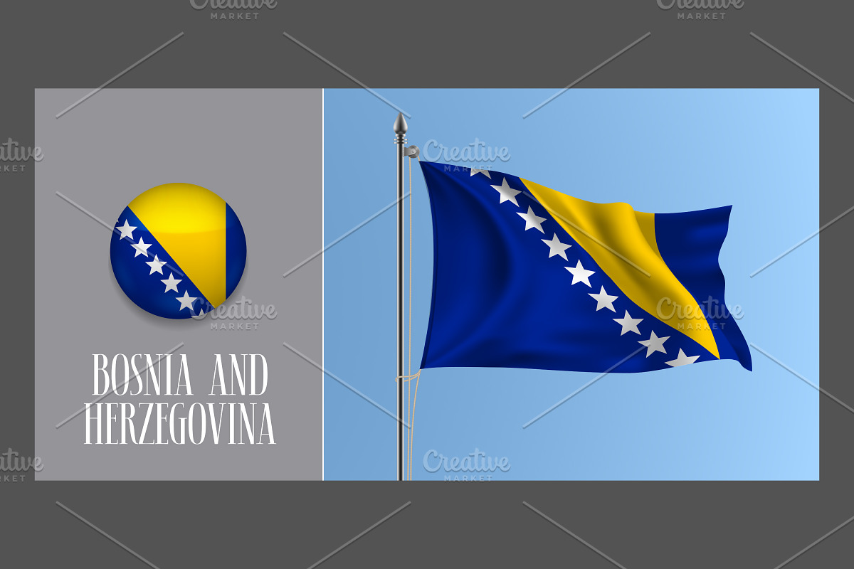 Bosnia and Herzegovina flags vector in Illustrations - product preview 8