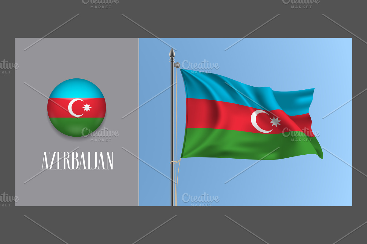 Azerbaijan waving flags vector in Illustrations - product preview 8
