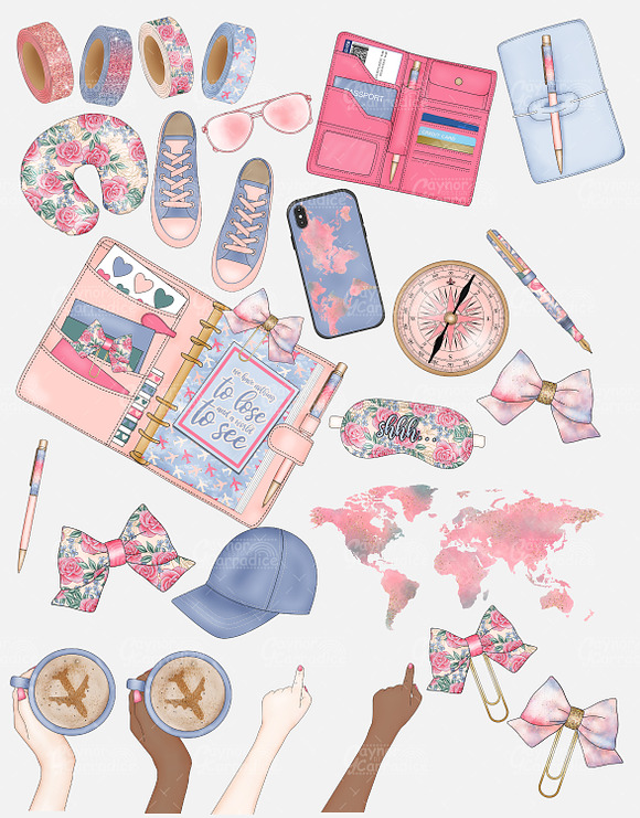 Travel planner clipart collection in Illustrations - product preview 1