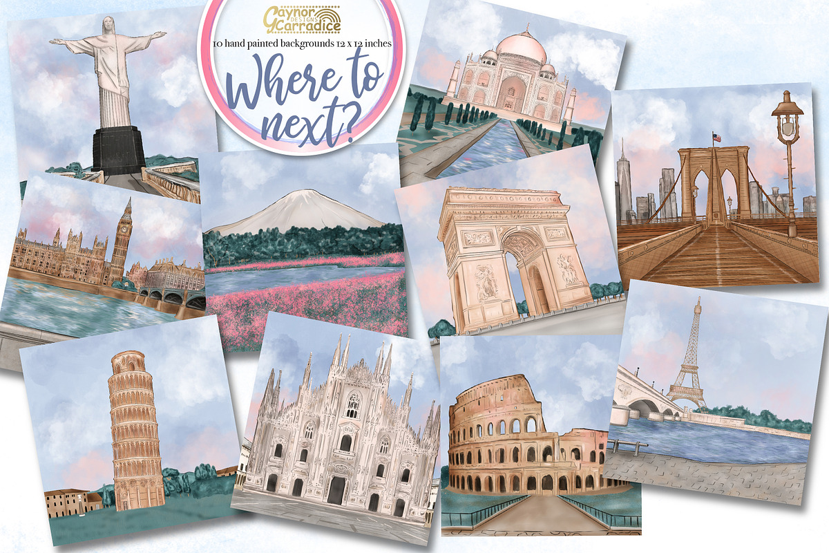 Around the world Travel scenes in Illustrations - product preview 8