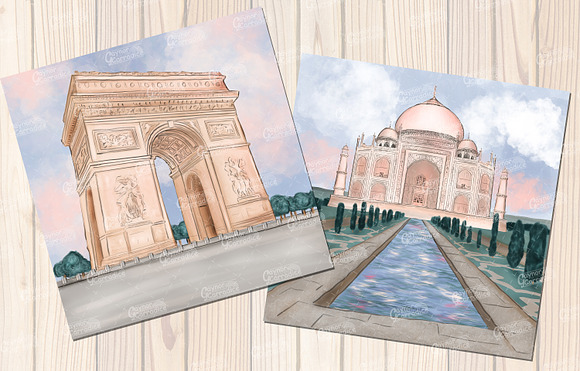 Around the world Travel scenes in Illustrations - product preview 1