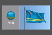 Aruba waving flags vector