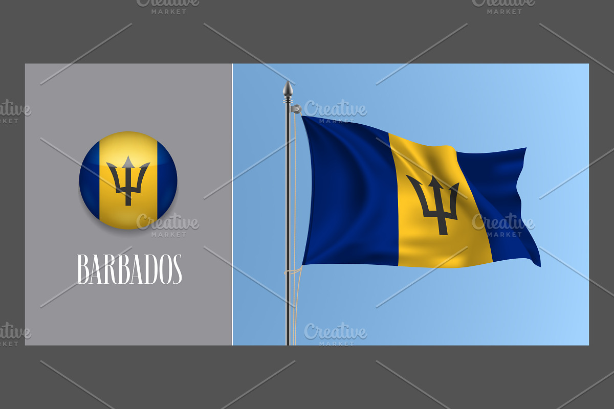 Barbados waving flags vector in Illustrations - product preview 8