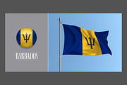 Barbados waving flags vector
