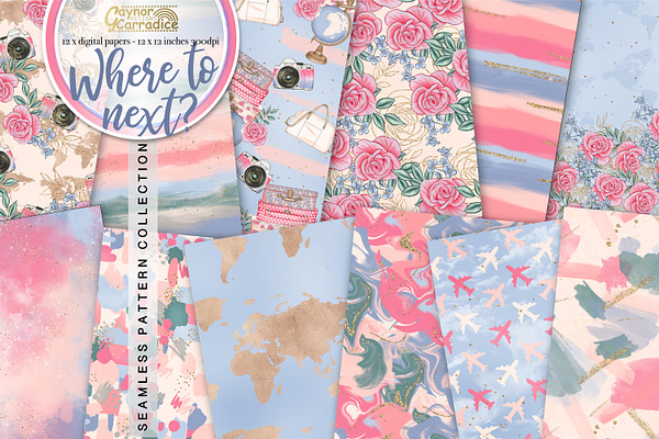Travel seamless pattern collection