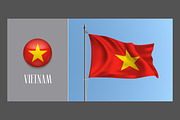 Vietnam waving flags vector