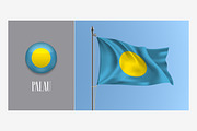 Palau waving flags vector